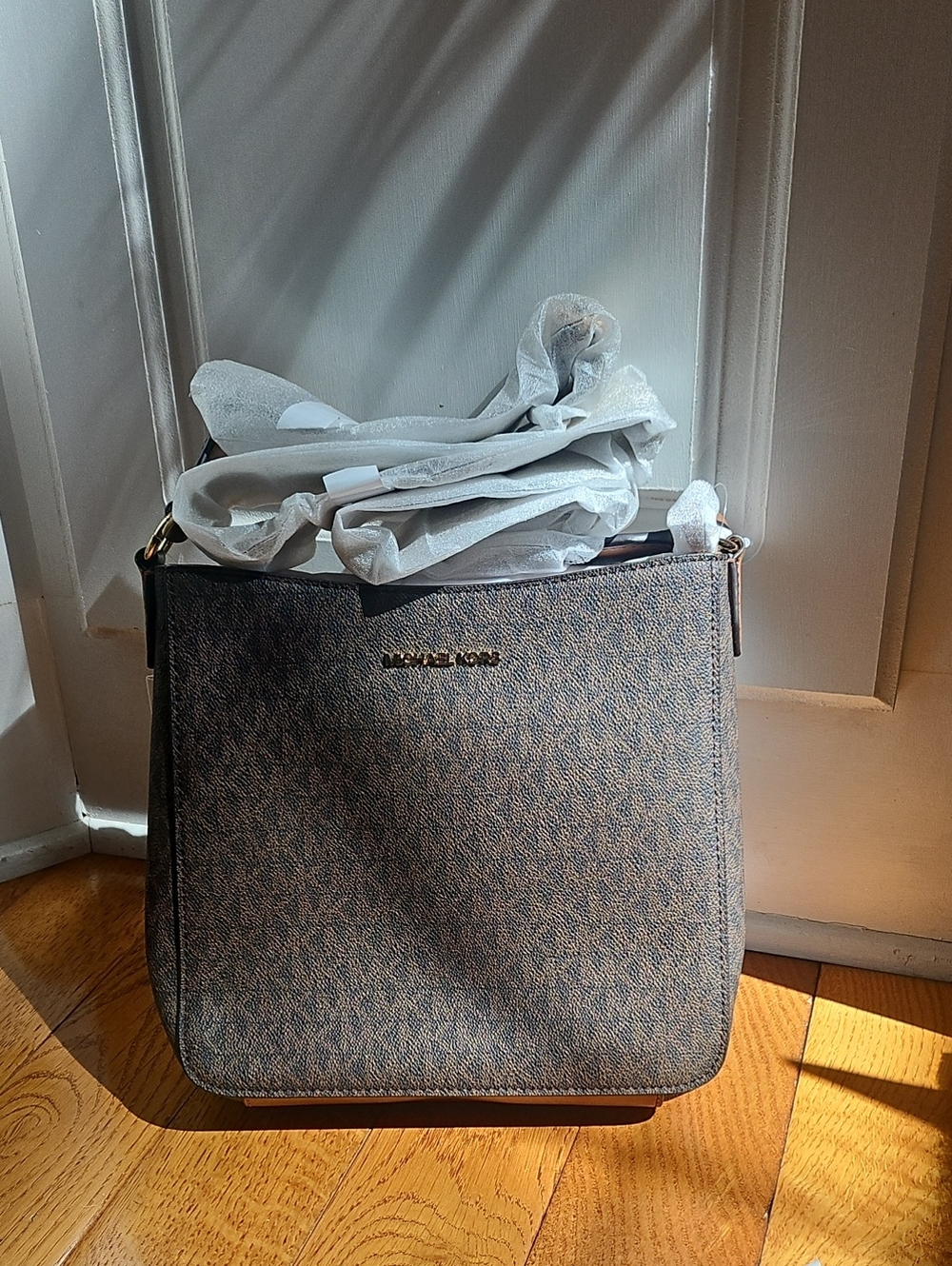 Michael Kors Brown Logo-Print Shoulder Bag